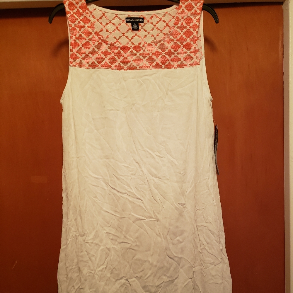 Nina Leonard embroidered dress NWT